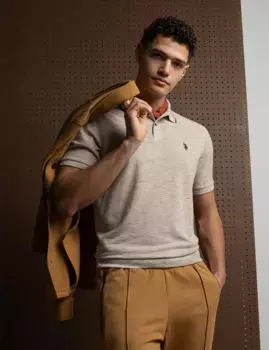 Футболка-поло U.S. Polo Assn White Label Recycled Poly Pique, бежевый