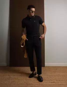 Футболка-поло U.S. Polo Assn White Label Recycled Poly Pique, черный