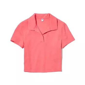 Футболка-поло Uniqlo Cropped Skipper Collar Short, розовый