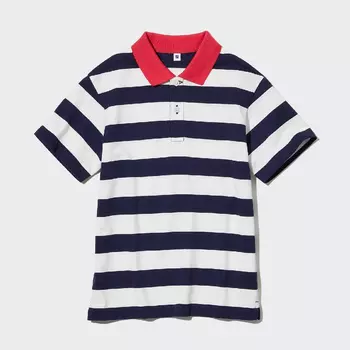 Футболка-поло Uniqlo Kids Dry Pique Short Sleeved, темно-синий/белый