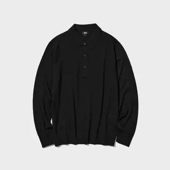 Футболка-поло Uniqlo трикотажная, черный