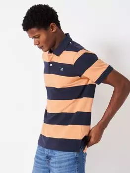 Футболка-поло в полоску Crew Clothing Heritage, оранжевый