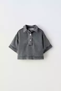 Футболка поло Zara Flowing Denim, серый