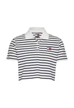 Футболка поло женская Tommy Jeans укороченная, белый