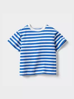 Футболка полосатая с круглым вырезом Uniqlo, цвет 65 синий