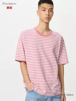 Футболка полосатая Uniqlo, цвет 12 розовый