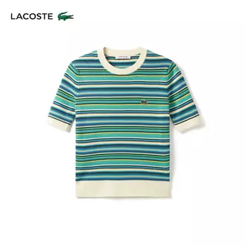 Футболка полосатая женская Lacoste с короткими рукавами, красный