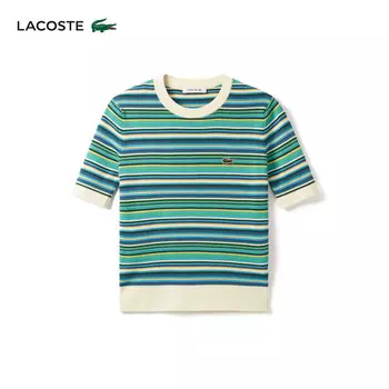 Футболка полосатая женская Lacoste с короткими рукавами, зеленый