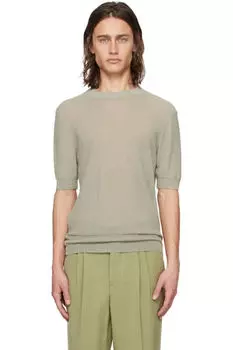 Футболка полупрозрачная цвета хаки AMI Paris