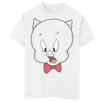 Футболка Porky Pig с большим лицом и портретом для мальчиков 8–20 лет Looney Tunes Licensed Character