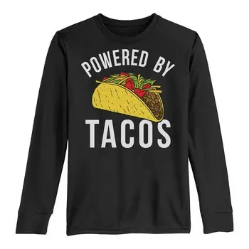 Футболка Powered By Tacos с длинными рукавами для мальчиков 8–20 лет Licensed Character, черный