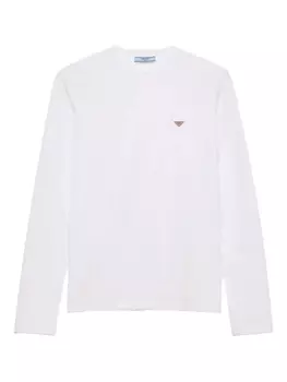 Футболка Prada из джерси с длинными рукавами, белый