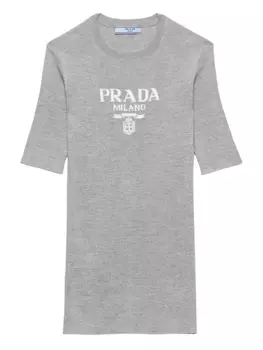 Футболка Prada ribbed-knit top, серый