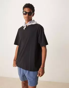 Футболка премиум-класса Abercrombie & Fitch из плотной ткани черного цвета