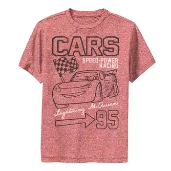 Футболка премиум-класса Disney Pixar Cars McQueen Speed Power Racing 95 для мальчиков 8–20 лет Licensed Character