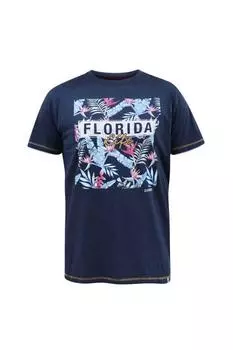 Футболка Prestwick D555 Kingsize с цветочным принтом Florida Duke Clothing, темно-синий