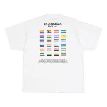 Футболка pride 22 oversized cotton t-shirt 'white black' Balenciaga, белый