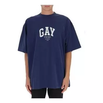 Футболка pride t-shirt boxy fit 'navy' Balenciaga, синий