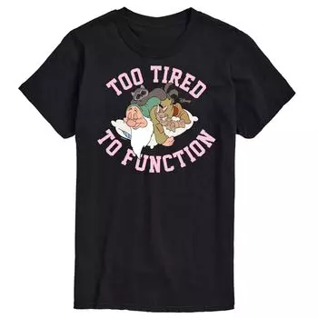 Футболка Princess Big & Tall Too Tired To Function с графическим рисунком Disney, черный