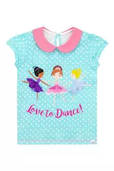 Футболка «Принцесса-балерина любит танцевать» в горошек Harry Bear, синий