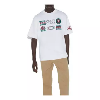 Футболка print cotton jersey t-shirt 'white' Gucci, белый