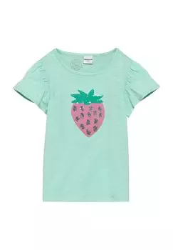 Футболка, принт, рукава с рюшами, детская Manguun, цвет Yucca