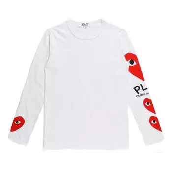 Футболка printed sleeve long-sleeve 'white' Comme Des Garcons Play, белый