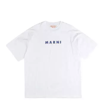 Футболка printed stripes logo Marni, белый