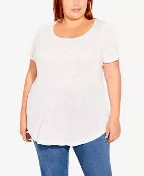 Футболка приталенного кроя больших размеров Slub Avenue, белый