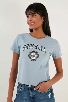 Футболка приталенного кроя с круглым вырезом Brooklyn 5864581 Lela, синий