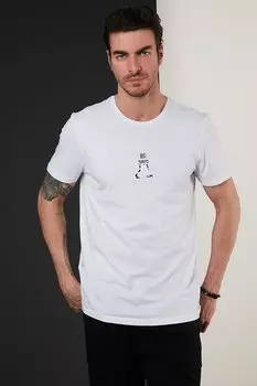 Футболка приталенного кроя с принтом из 100 % хлопка с круглым вырезом 5902418 Buratti