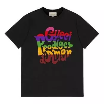 Футболка prodige damour printing round neck short sleeve black Gucci, черный