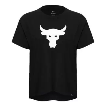 Футболка project rock brahma heavyweight t-shirt 'black white' Under Armour, черный
