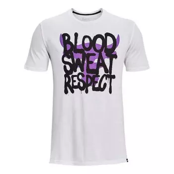 Футболка project rock payoff short sleeve t-shirt 'white purple black' Under Armour, белый