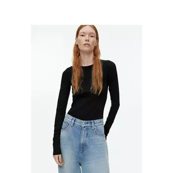 Футболка прямая Arket с круглым вырезом, черный