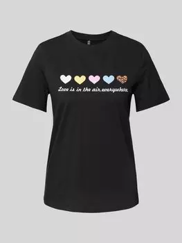 Футболка прямого кроя из чистого хлопка, модель «МАРИЯ» Pieces, черный