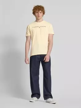 Футболка прямого кроя из чистого хлопка с этикеткой Tommy Jeans, кремовый