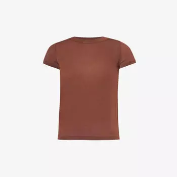 Футболка прямого кроя из хлопкового джерси с круглым вырезом Rick Owens, цвет henna