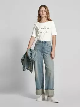 Футболка прямого кроя из хлопковой смеси с пайетками s.Oliver BLACK LABEL, белый