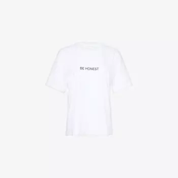 Футболка прямого кроя из органического хлопка с надписью Slogan Victoria Beckham, белый