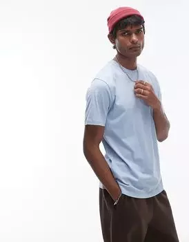 Футболка прямого кроя синего цвета Topman