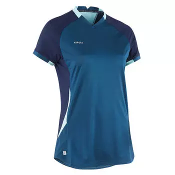 Футболка прямого кроя женская синяя KIPSTA, темно-синий/античный синий/бирюзовый