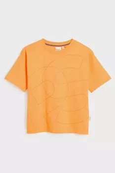 Футболка PS для мальчика объемного кроя короткими рукавами и принтом Paul Smith Junior, оранжевый