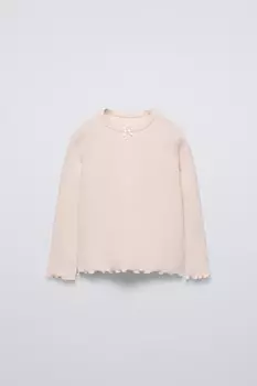 Футболка пуантель с бантом ZARA, экрю