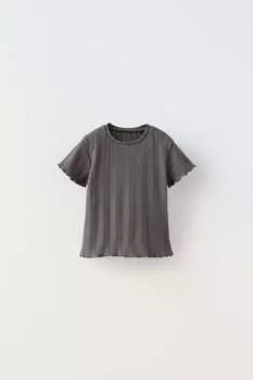 Футболка пуантель ZARA, антрацитовый серый