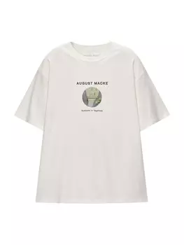Футболка Pull&Bear, цвет natural white