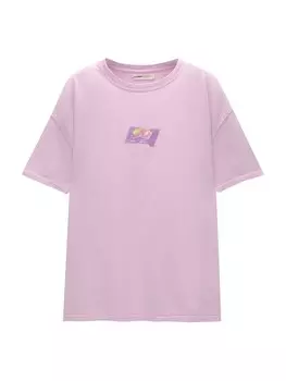 Футболка Pull&Bear, цвет Pastel Purple/Dark Purple