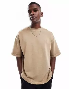 Футболка Pull&Bear из стираного джерси в стиле ко-орд в каменном цвете