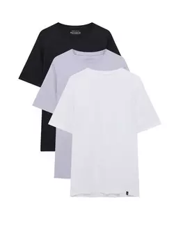 Футболка Pull&Bear, пастельно-фиолетовый/черный/белый