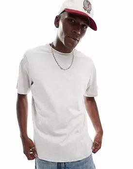 Футболка Pull&Bear прямого кроя серого меланжевого цвета